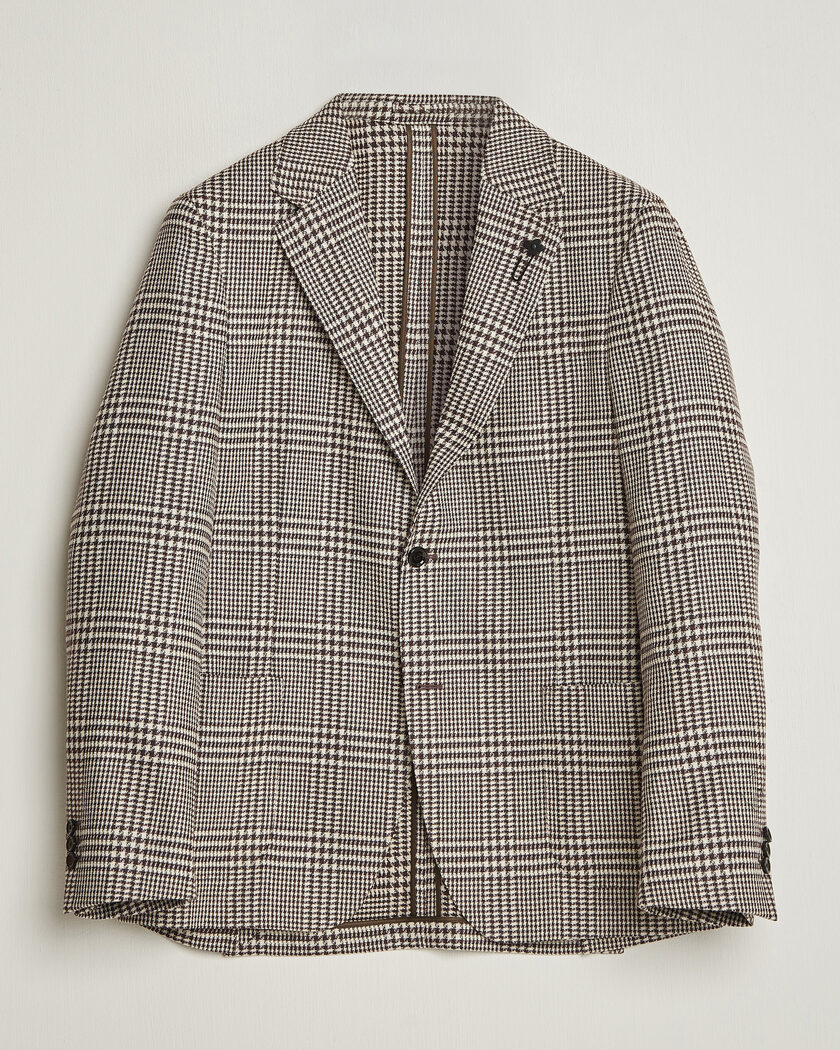 Lardini Wool/Cashmere Checked Blazer Brown – Braun