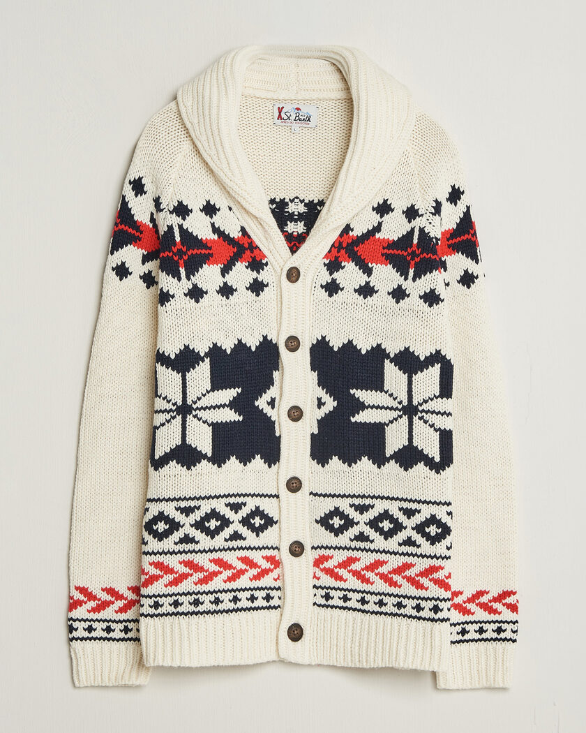 MC2 Saint Barth Archer Cardigan Nordic Aztec – Weiß