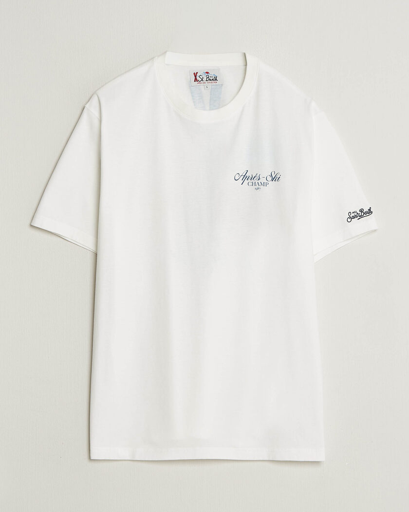 MC2 Saint Barth Back Printed Cotton T-Shirt Ski Post Race – Weiß