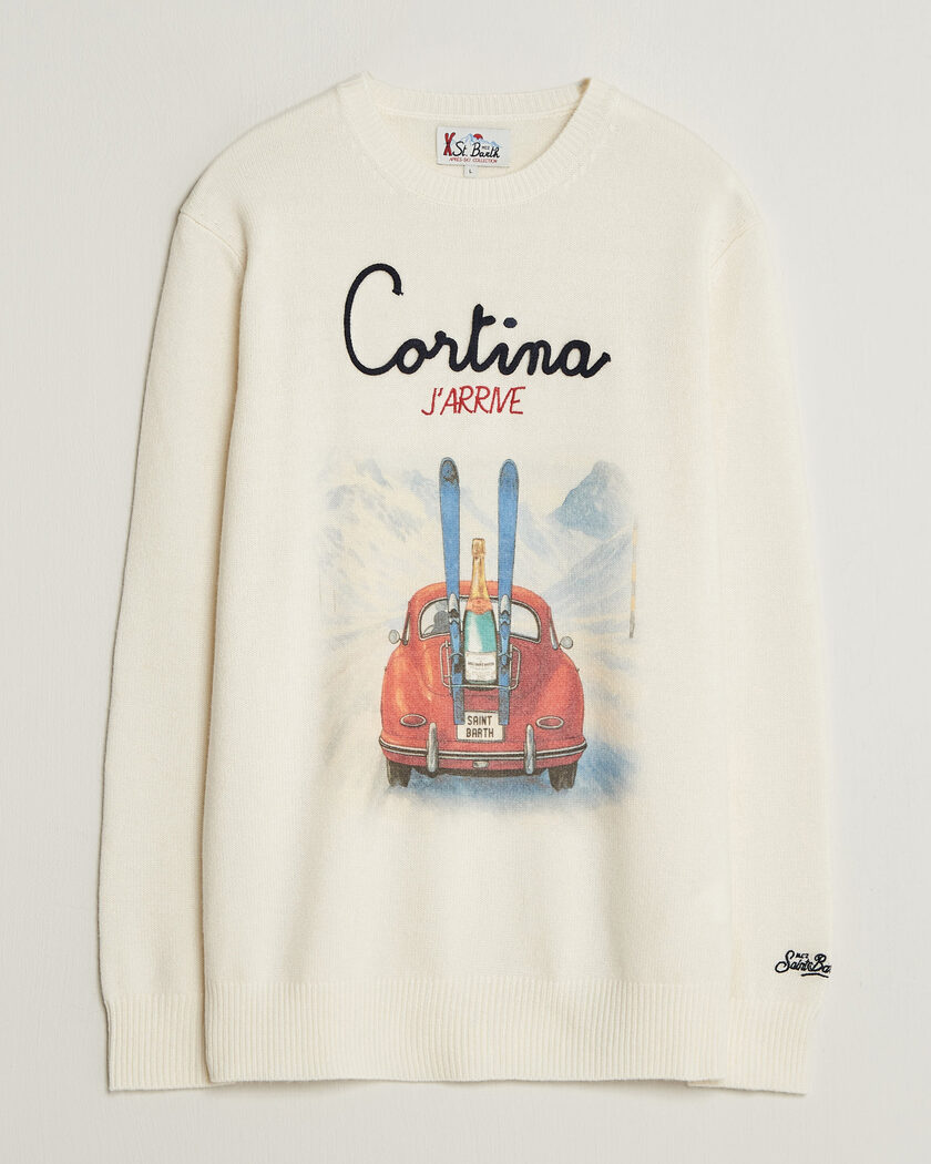 MC2 Saint Barth Heron Printed Sweater Cortina – Weiß