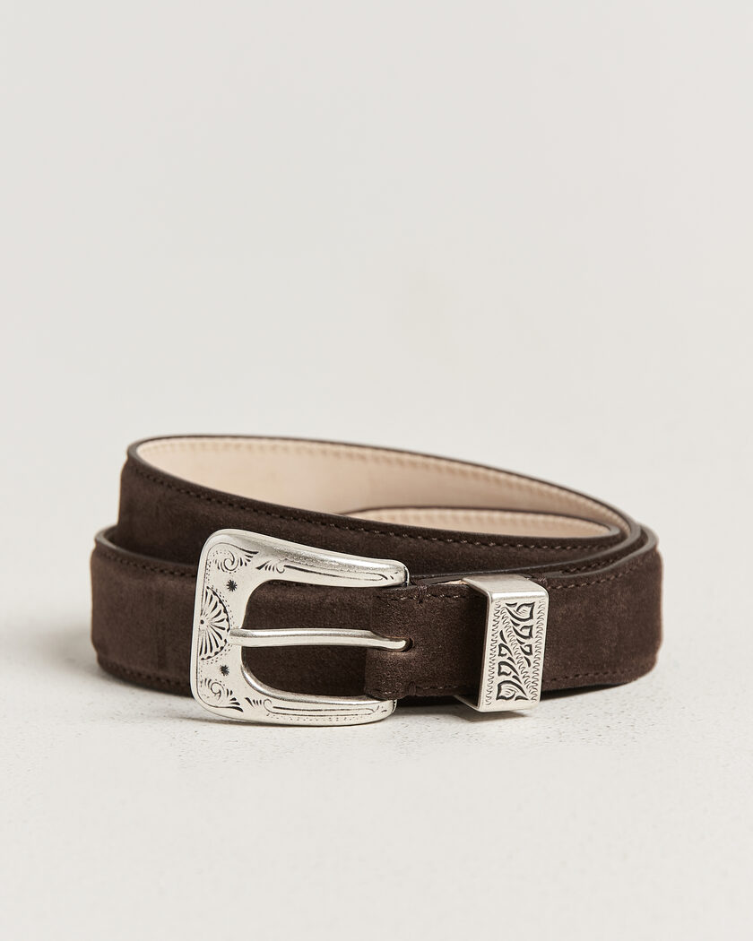 Drake's Suede Western Belt Dark Brown – Braun