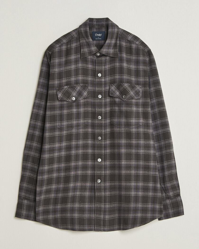 Drake's Cotton/Silk Two Pocket Shirt Grey – Grau