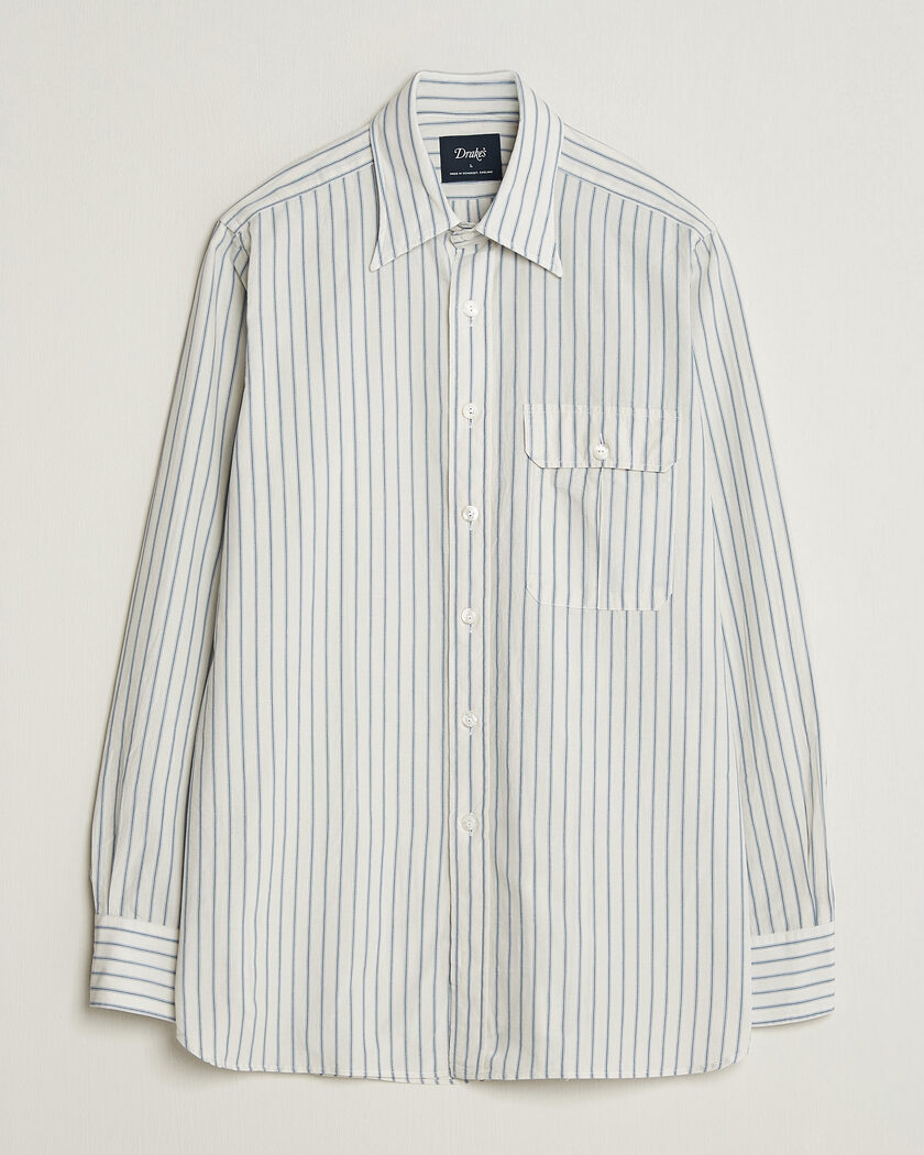 Drake's One Pocket Halo Stripe Shirt White – Weiß