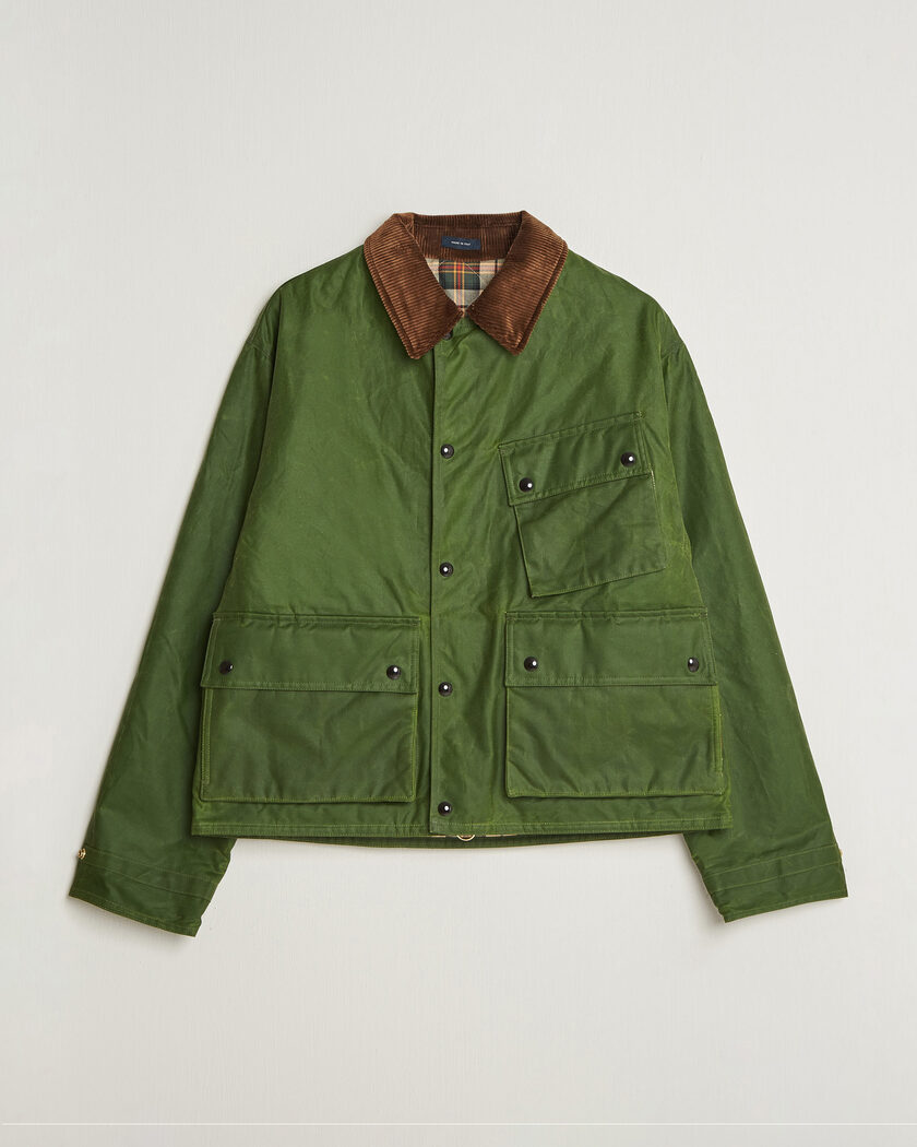 Drake's Waxed Wader Jacket Lemongrass – Grün
