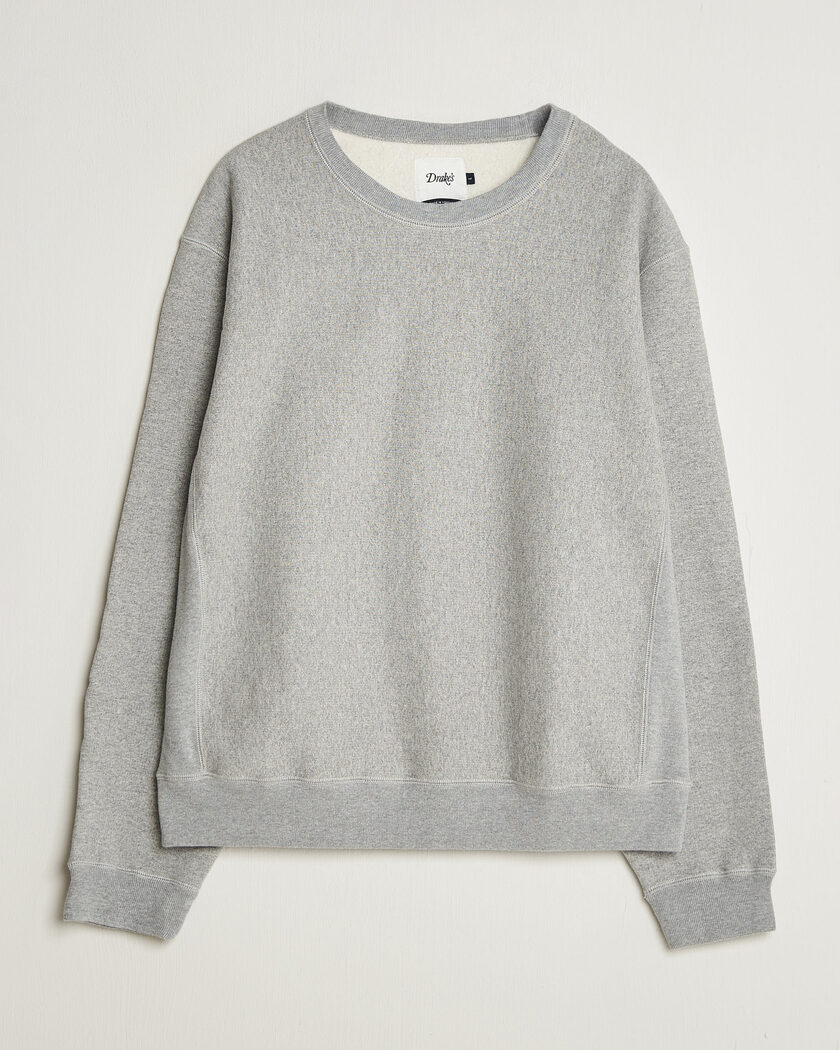Drake's Reverse Weave Crewneck Sweatshirt Grey – Grau