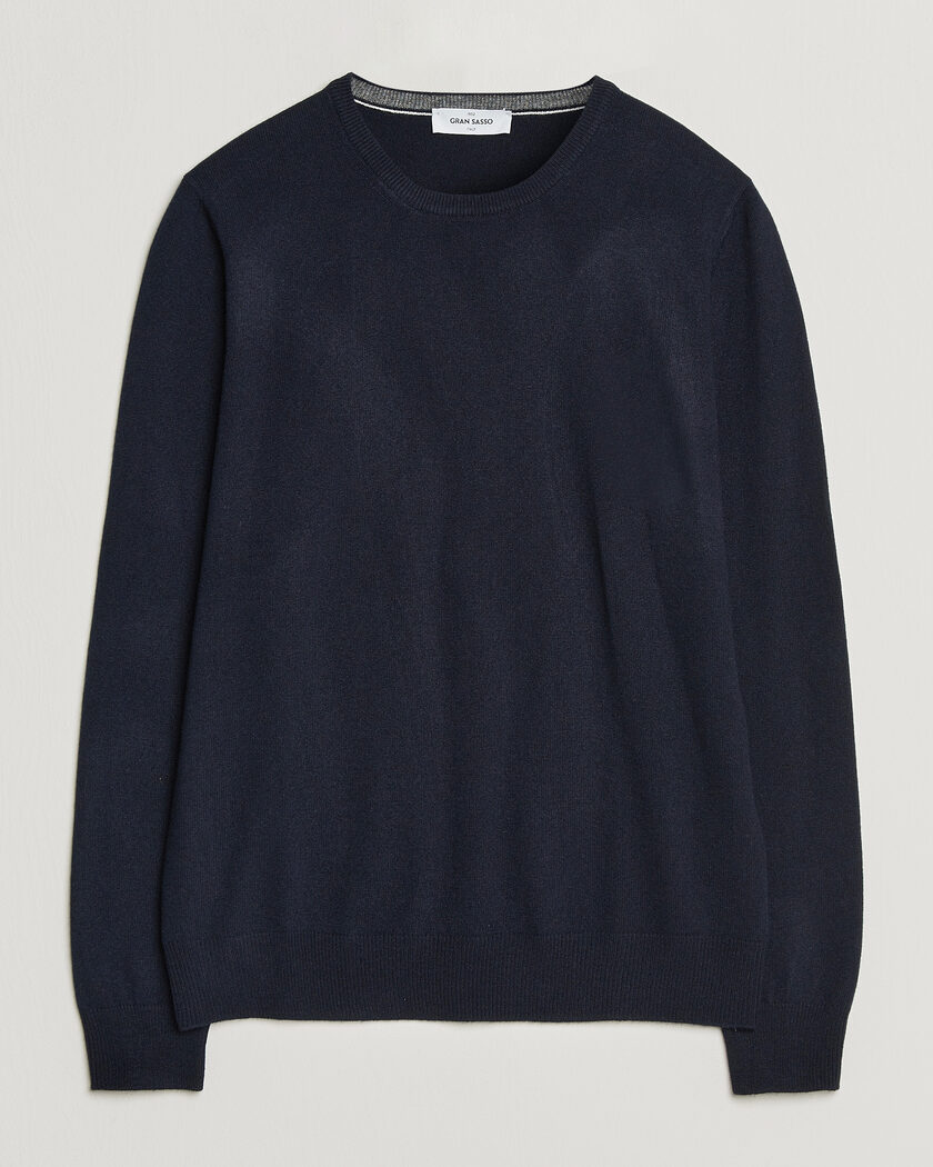 Gran Sasso Wool/Cashmere Crew Neck Navy – Blau
