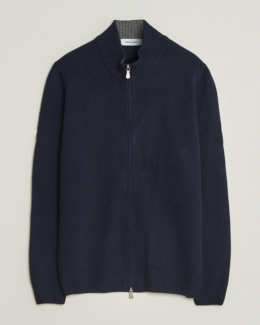 Gran Sasso Wool/Cashmere Full Zip Navy – Blau