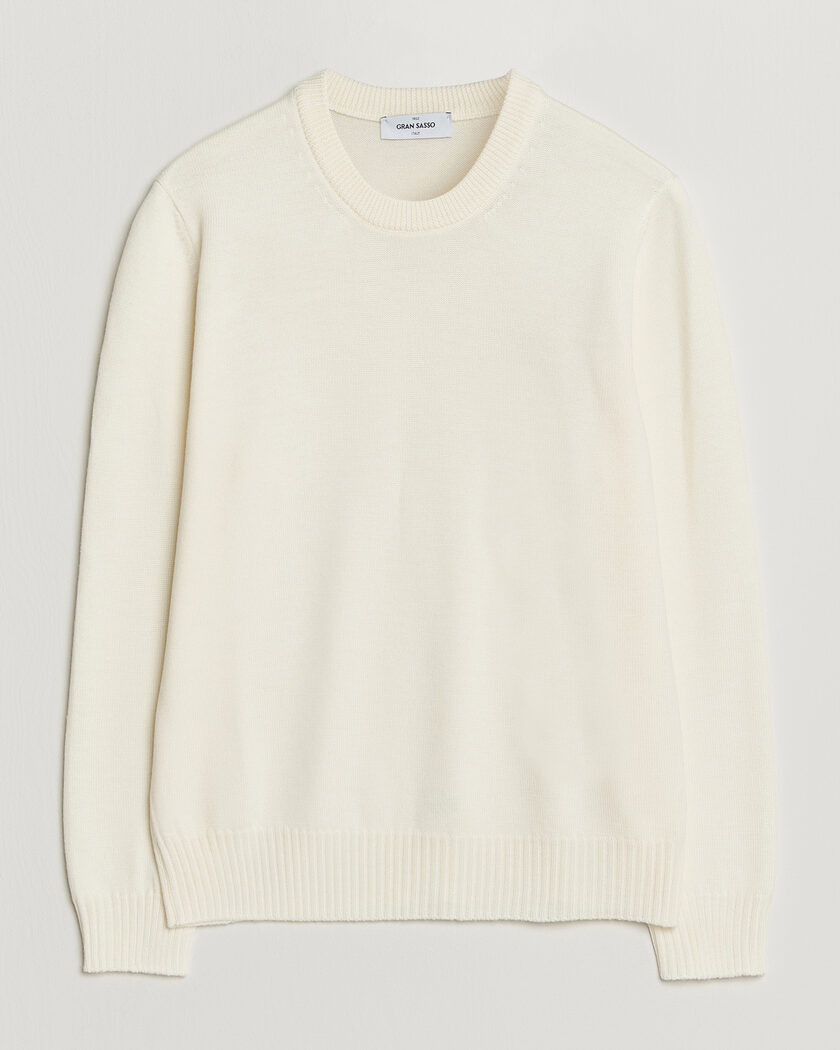 Gran Sasso Merino Knitted Crew Neck Cream – Weiß