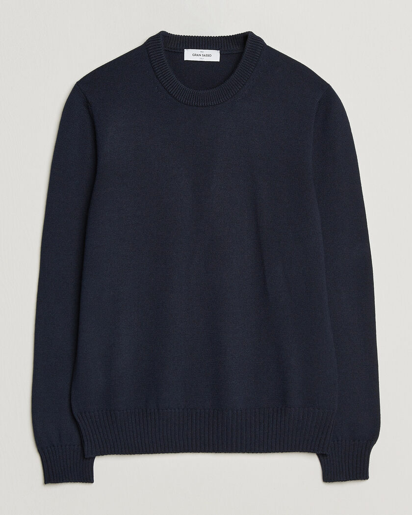 Gran Sasso Merino Knitted Crew Neck Navy – Blau