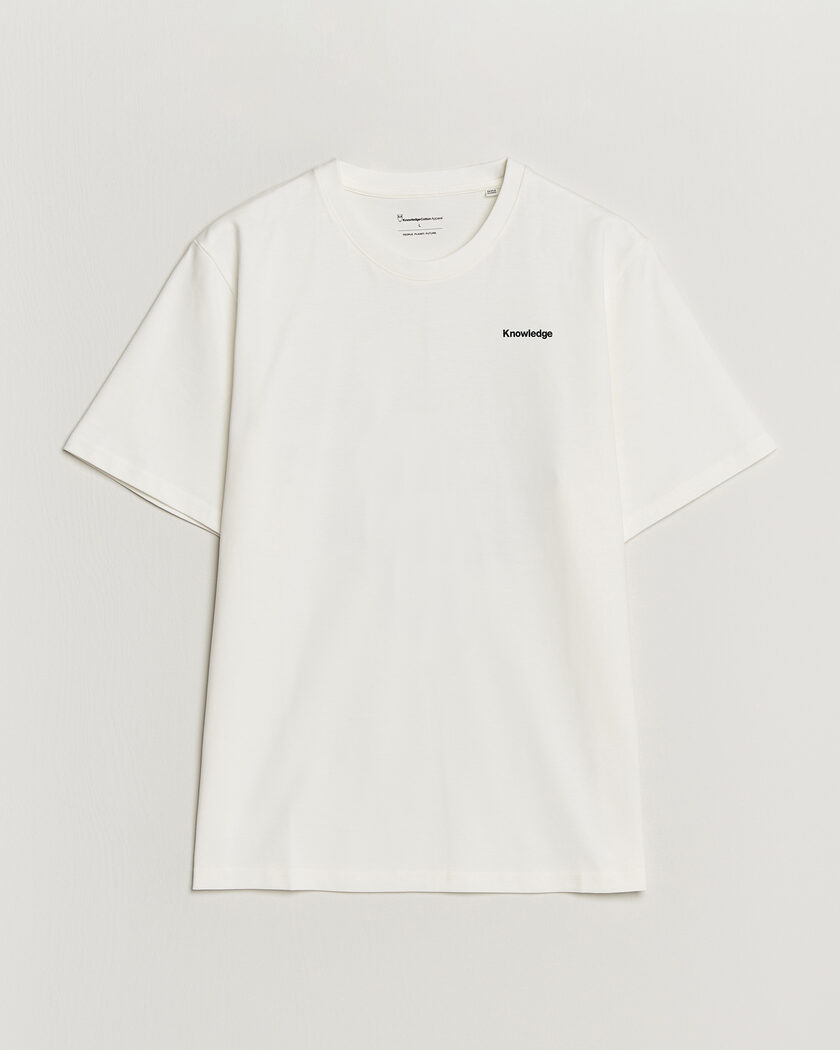 KnowledgeCotton Apparel Back Print T-Shirt Egret – Weiß