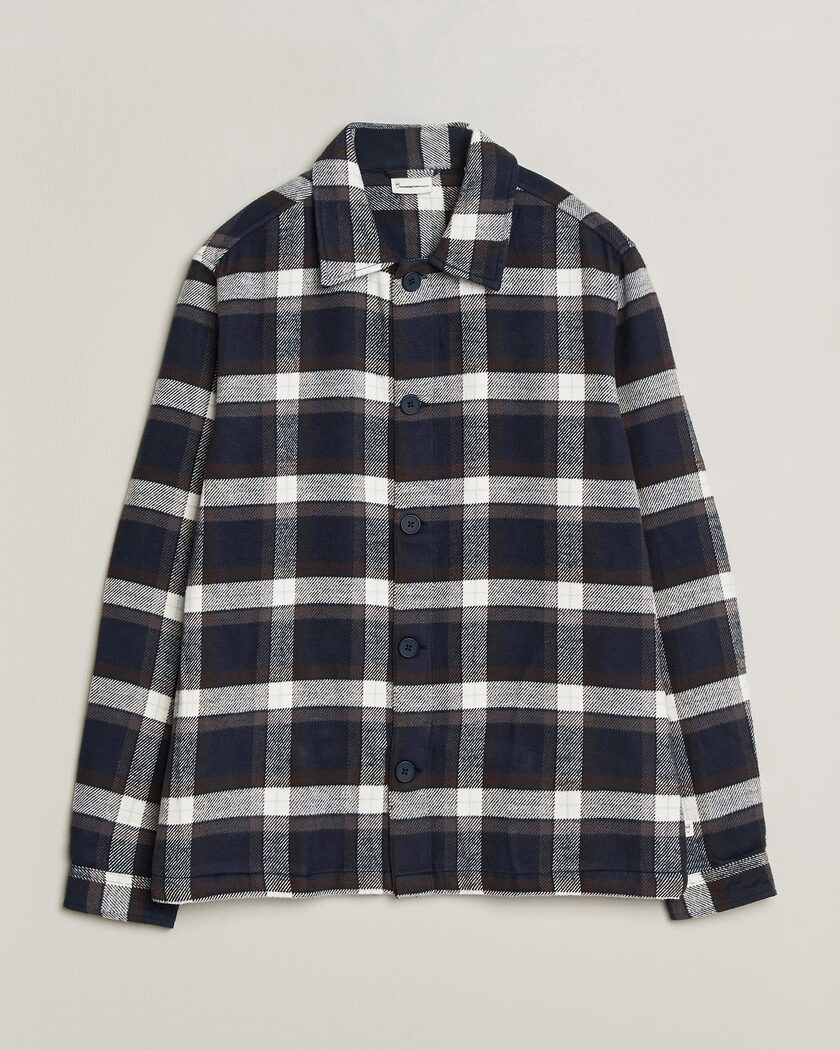 KnowledgeCotton Apparel Flannel Check Overshirt Navy – Blau