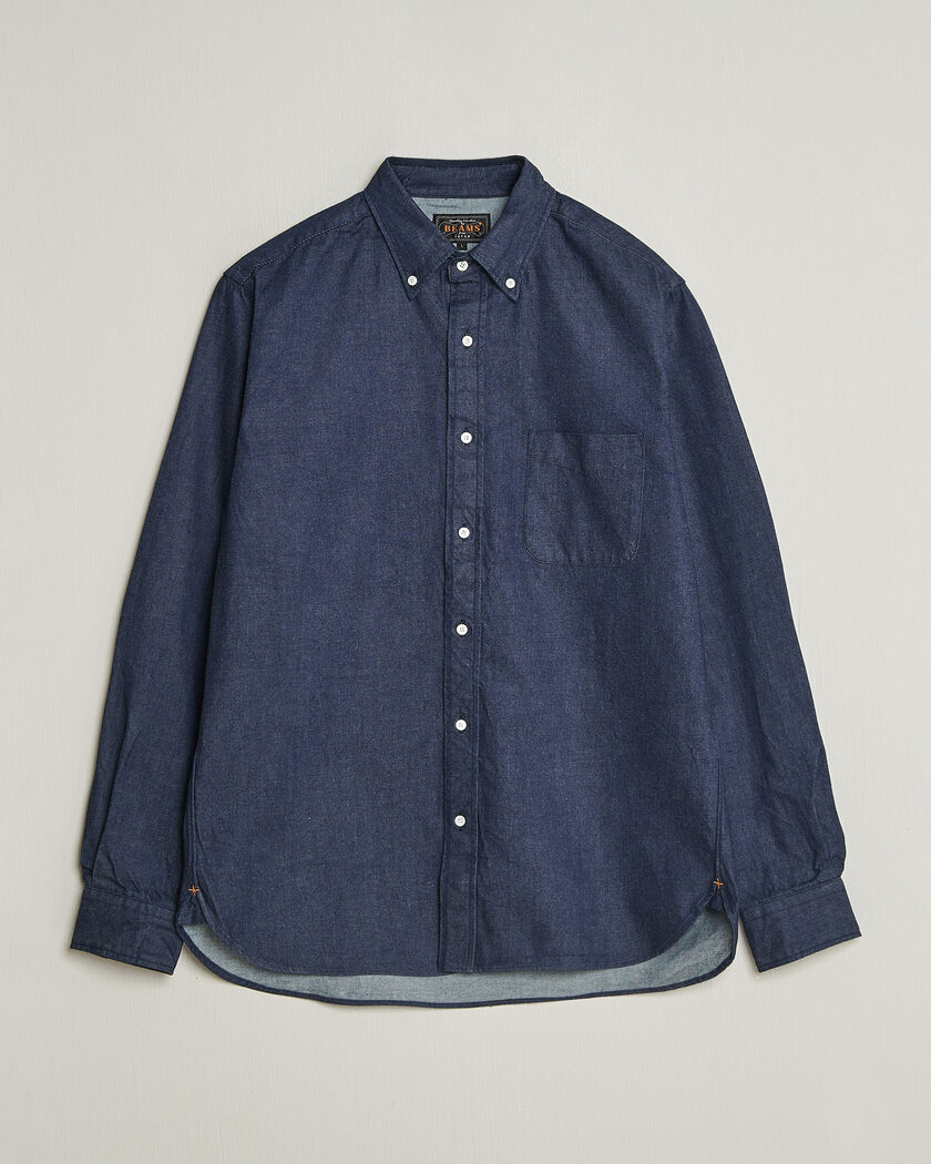 BEAMS PLUS Denim Button Down Shirt Indigo – Blau