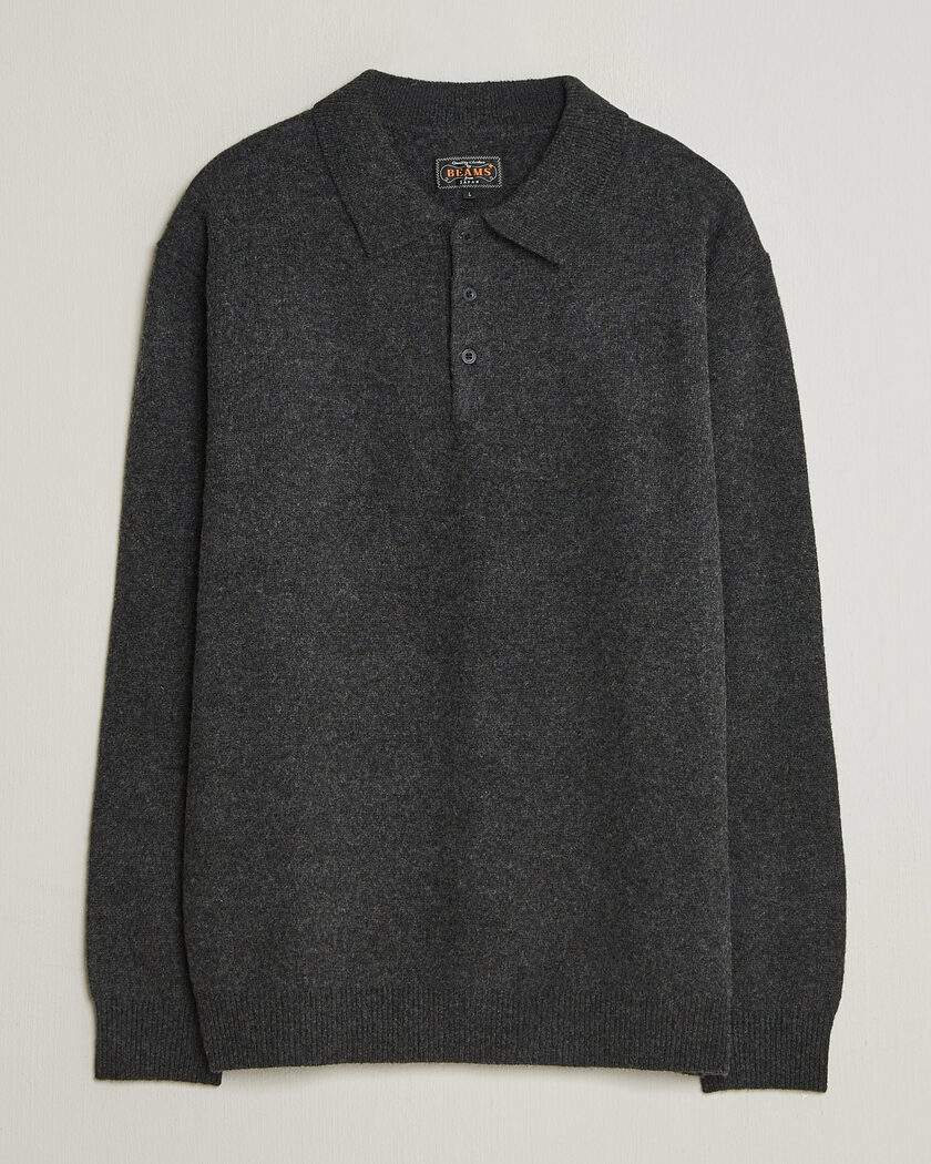 BEAMS PLUS Knitted Wool Polo Charcoal – Grau