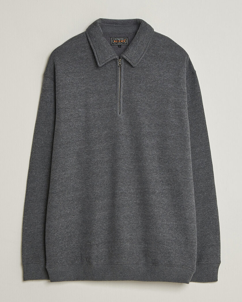 BEAMS PLUS Wool/Cotton Half Zip Charcoal – Grau
