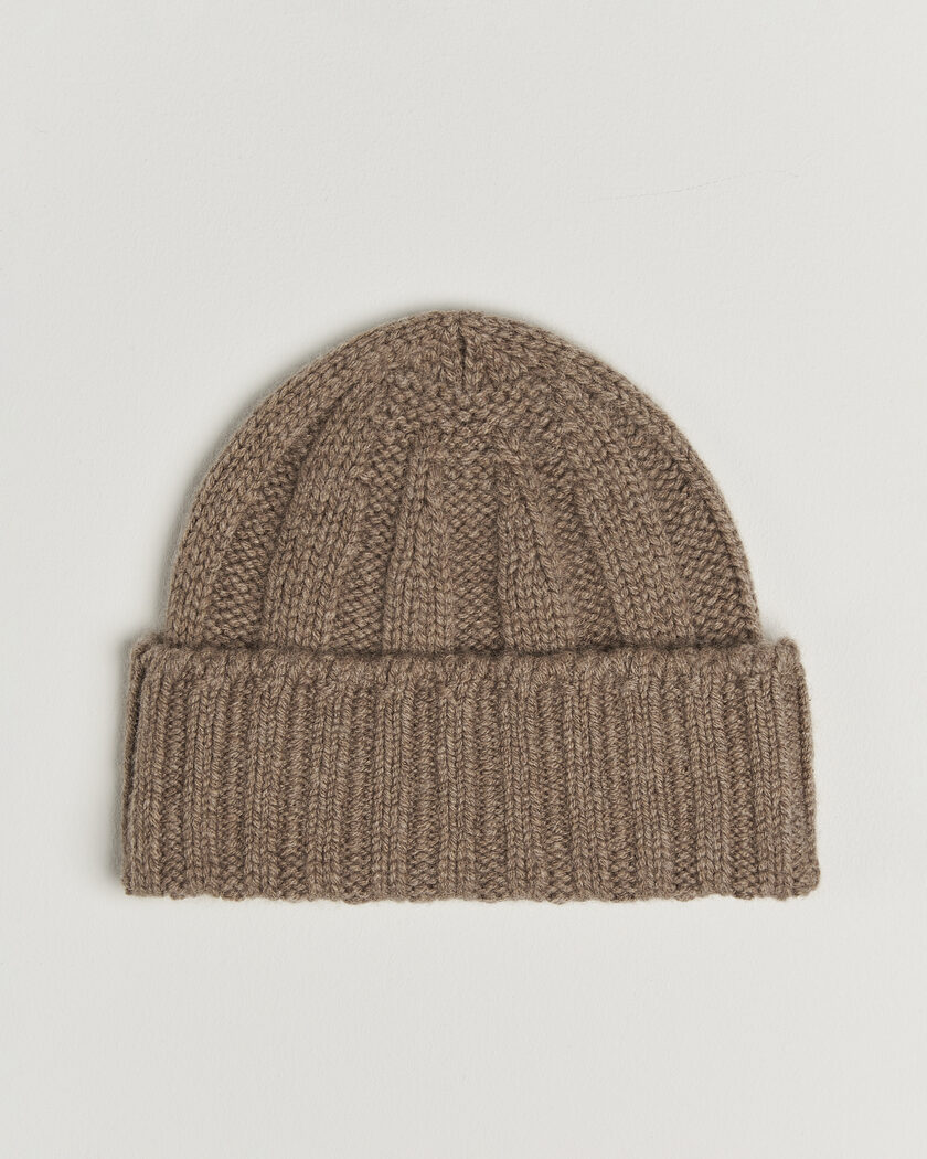 BEAMS PLUS Cashmere Rib Beanie Camel – Braun