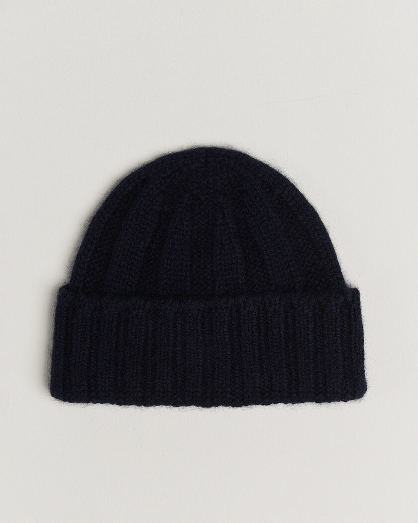BEAMS PLUS Cashmere Rib Beanie Navy – Blau