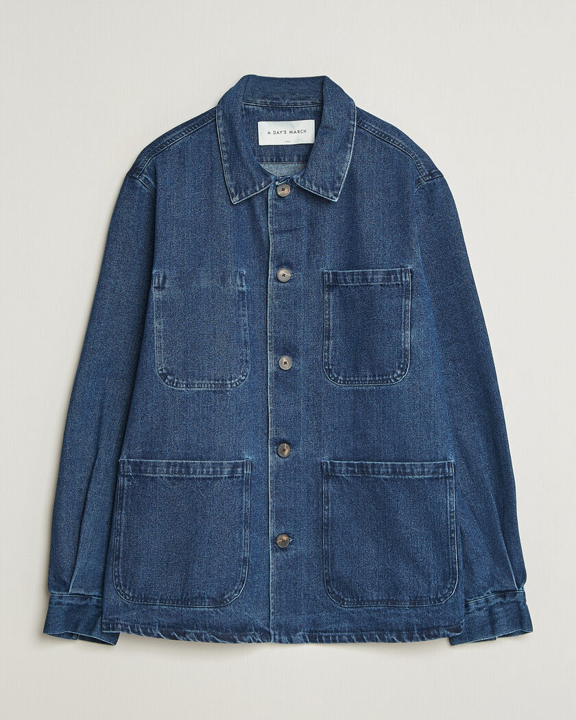 A Day's March Algot Denim Overshirt Dark Blue Wash – Blau