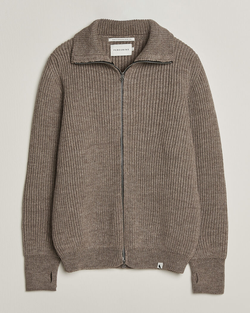 Peregrine Fisherman Merino Zip Cardigan Light Brown – Braun