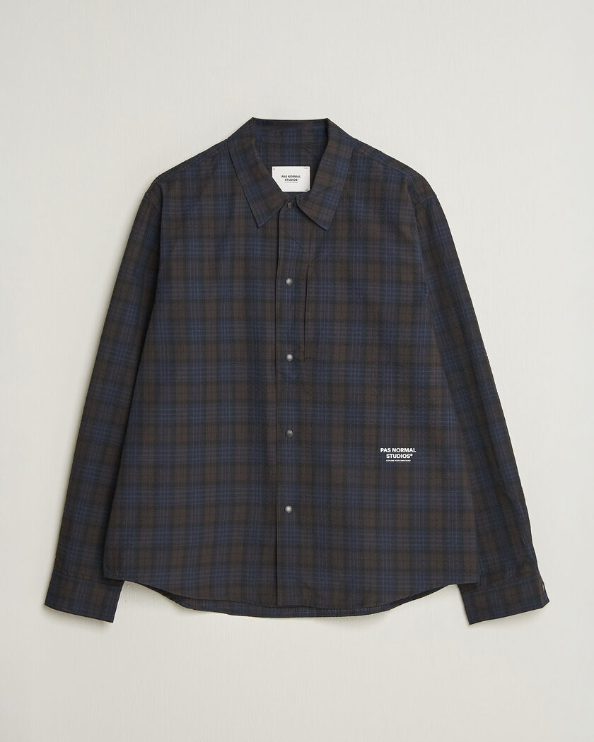 Pas Normal Studios Off-Race Seersucker Shirt Dark Navy – Blau