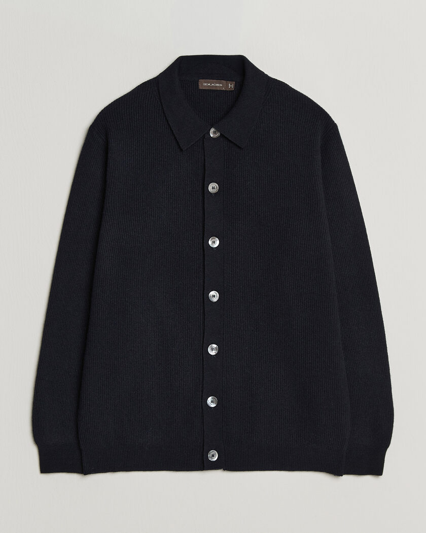 Oscar Jacobson Federico Wool/Cashmere Cardigan Navy – Blau