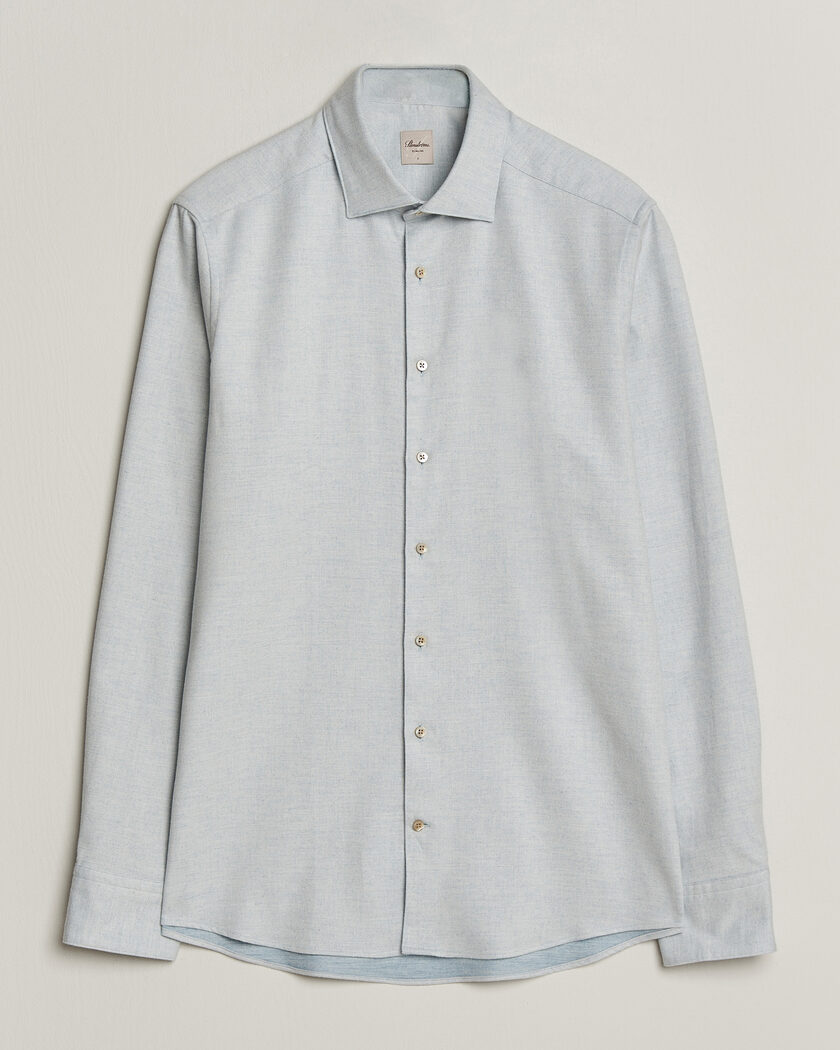Stenströms Slimline Flannel Shirt Light Blue – Blau