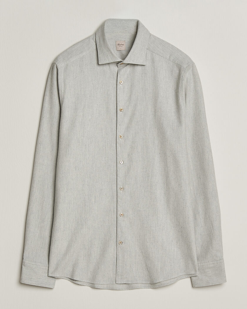 Stenströms Slimline Flannel Shirt Light Grey – Grau