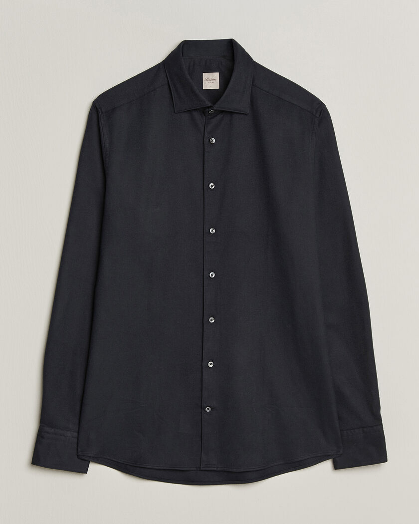 Stenströms Slimline Flannel Shirt Black – Schwarz