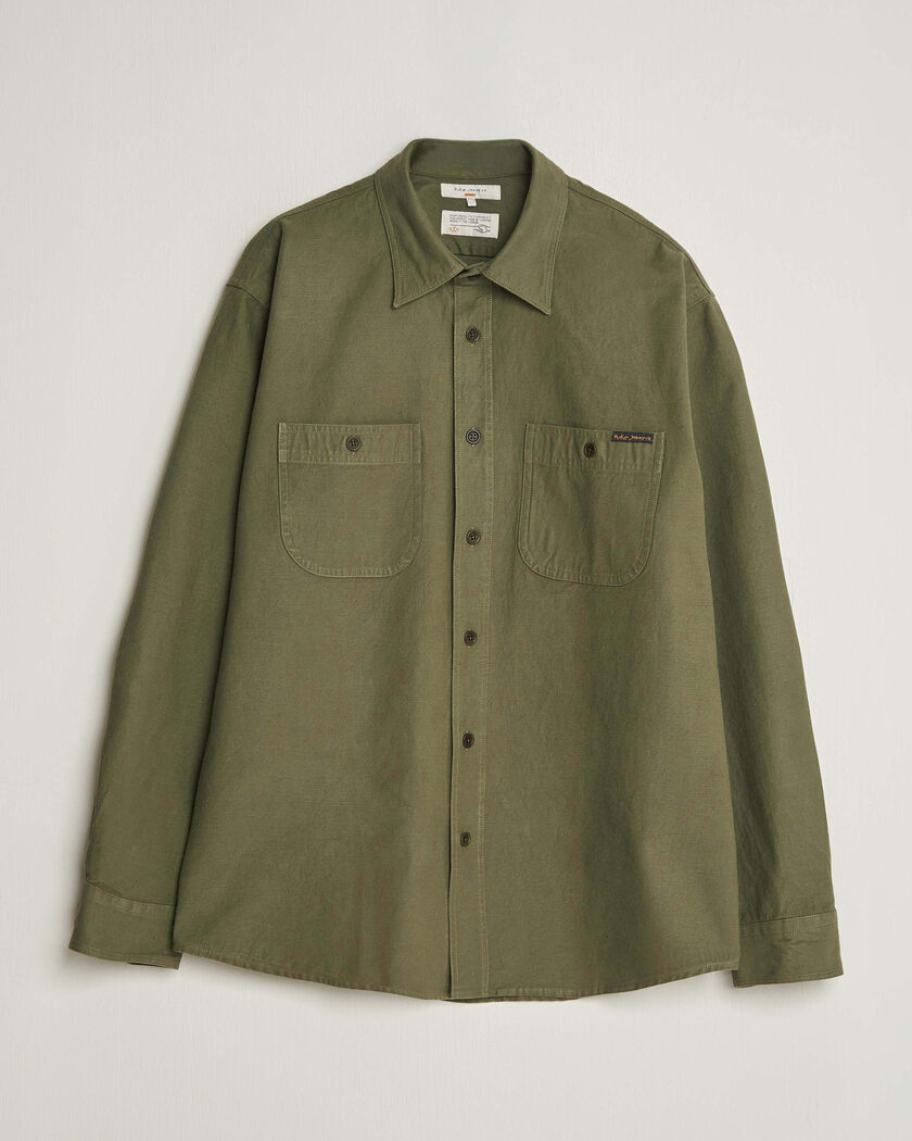 Nudie Jeans Julian Worker Shirt Olive Green – Grün