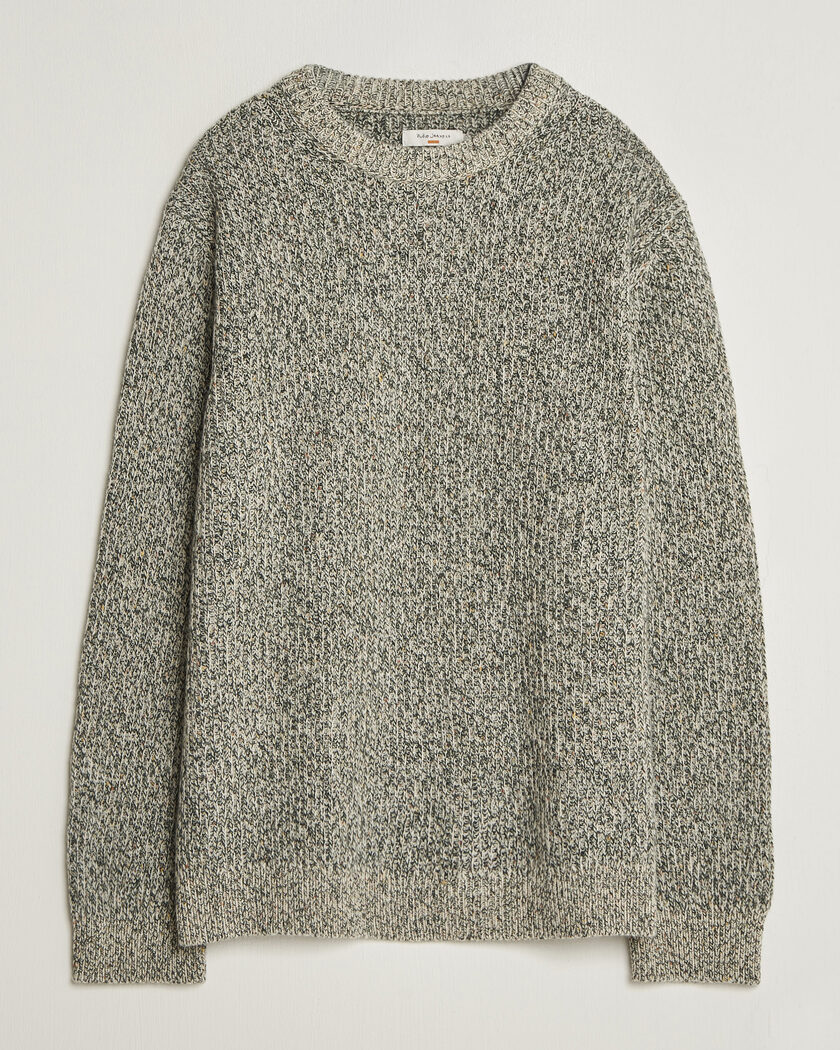 Nudie Jeans August Wool Rib Knitted Sweater Green Melange – Grün