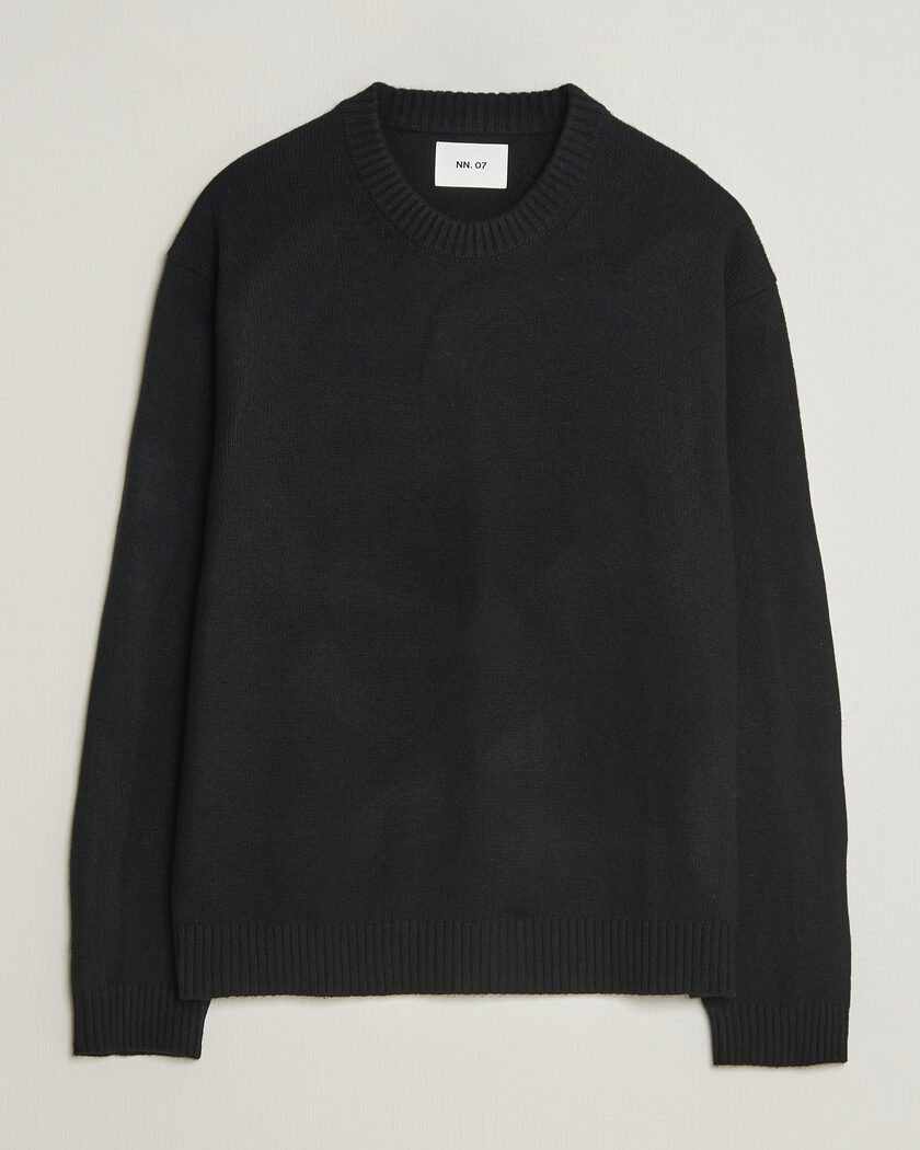 NN07 Russel Wool/Cotton Knitted Sweater Black – Schwarz