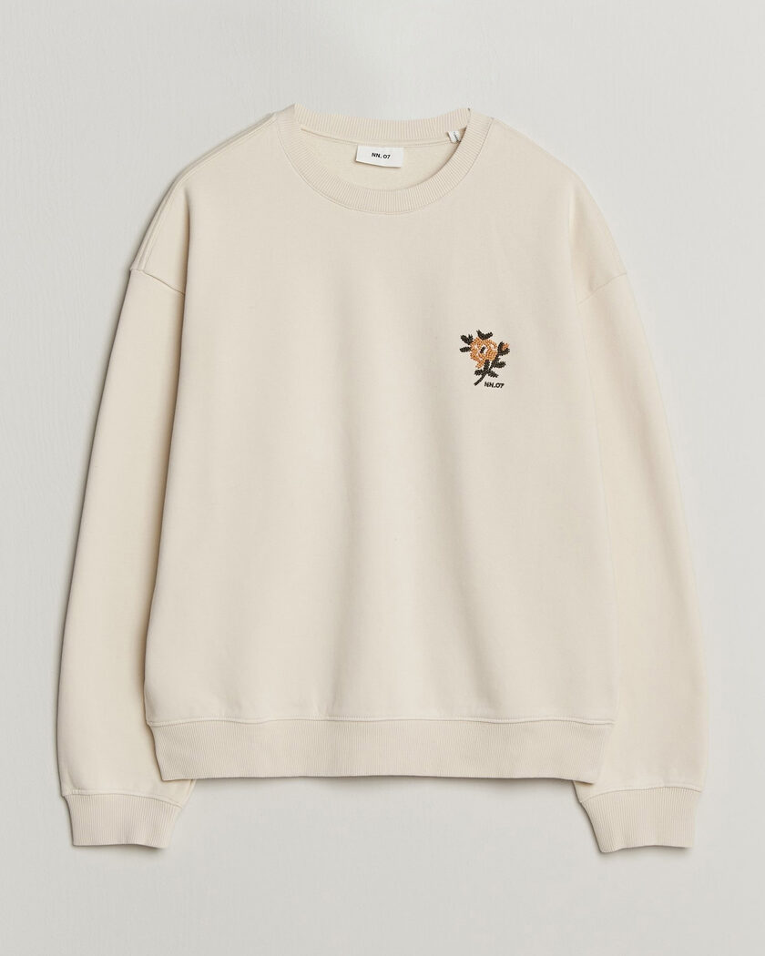 NN07 David Embroidered Sweatshirt Ivory – Weiß