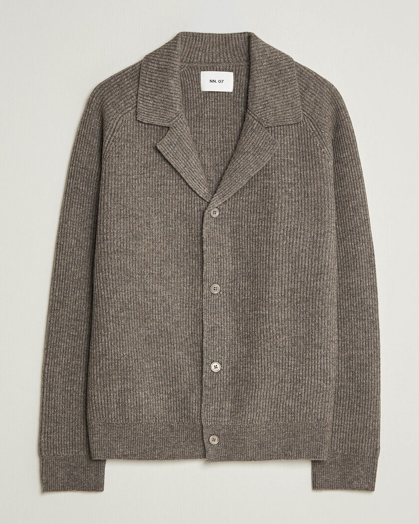 NN07 Shane Wool Knitted Cardigan Mable Husk – Braun