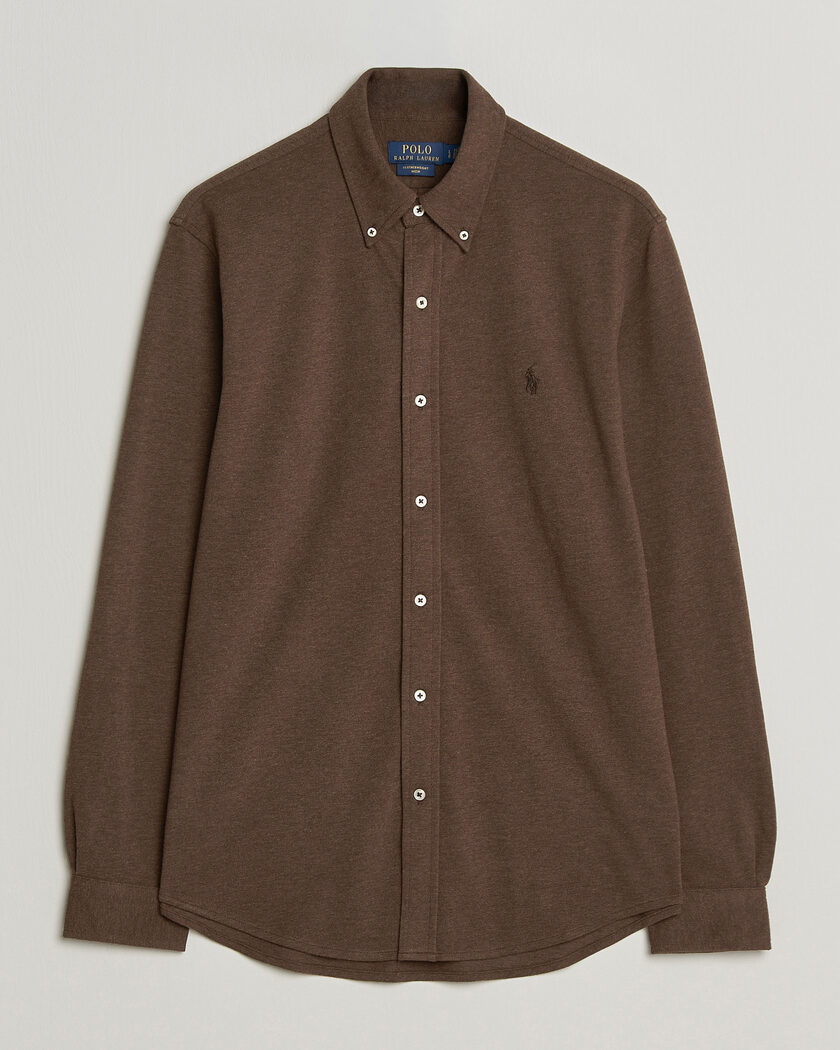 Polo Ralph Lauren Featherweight Mesh Shirt Nutmeg Brown Heather – Braun