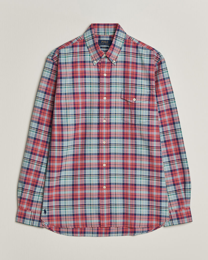 Polo Ralph Lauren Classic Fit Checked Oxford Sport Shirt Red Dusty Blue – Mehrfarbig