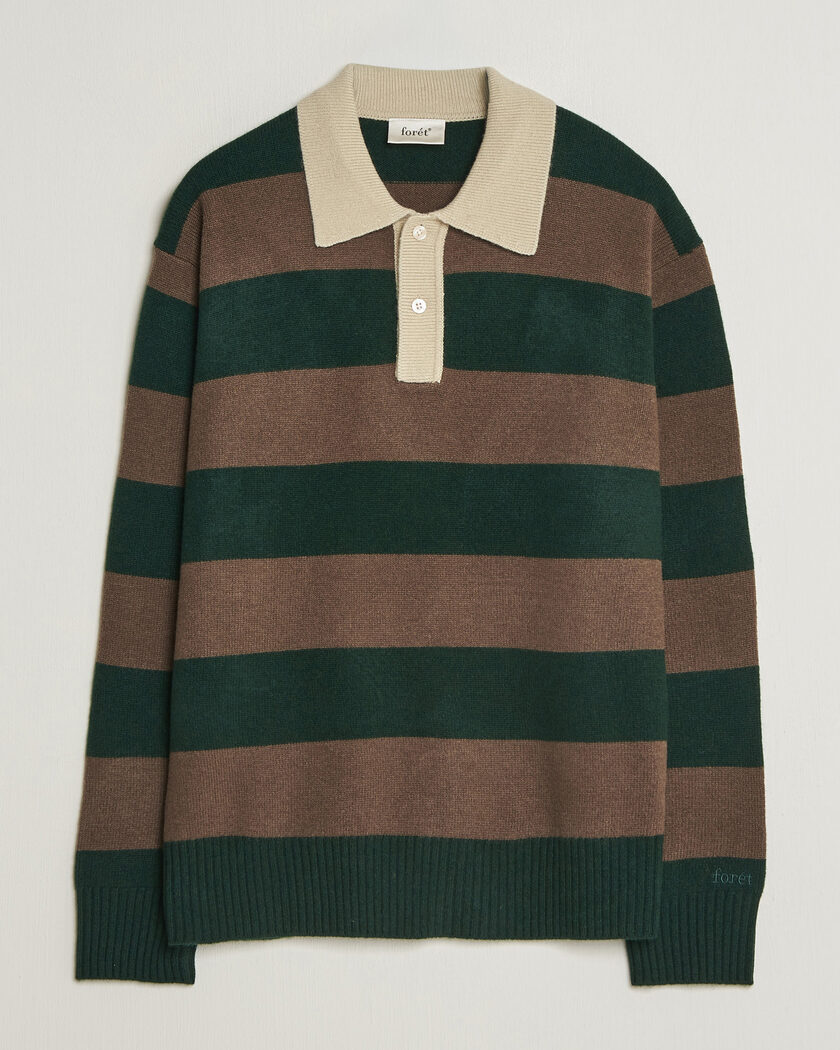Forét Frost Stripe Knit Polo Deep Green – Grün