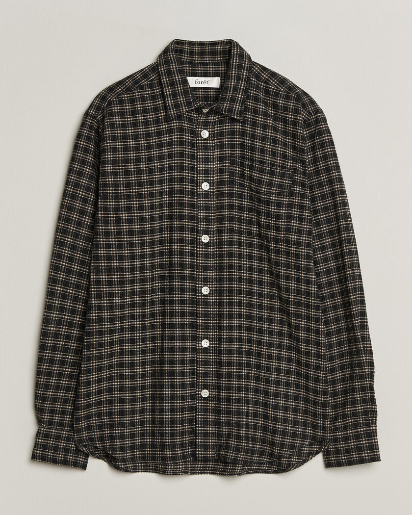 Forét Form Regular Fit Italian Check Shirt Black – Schwarz