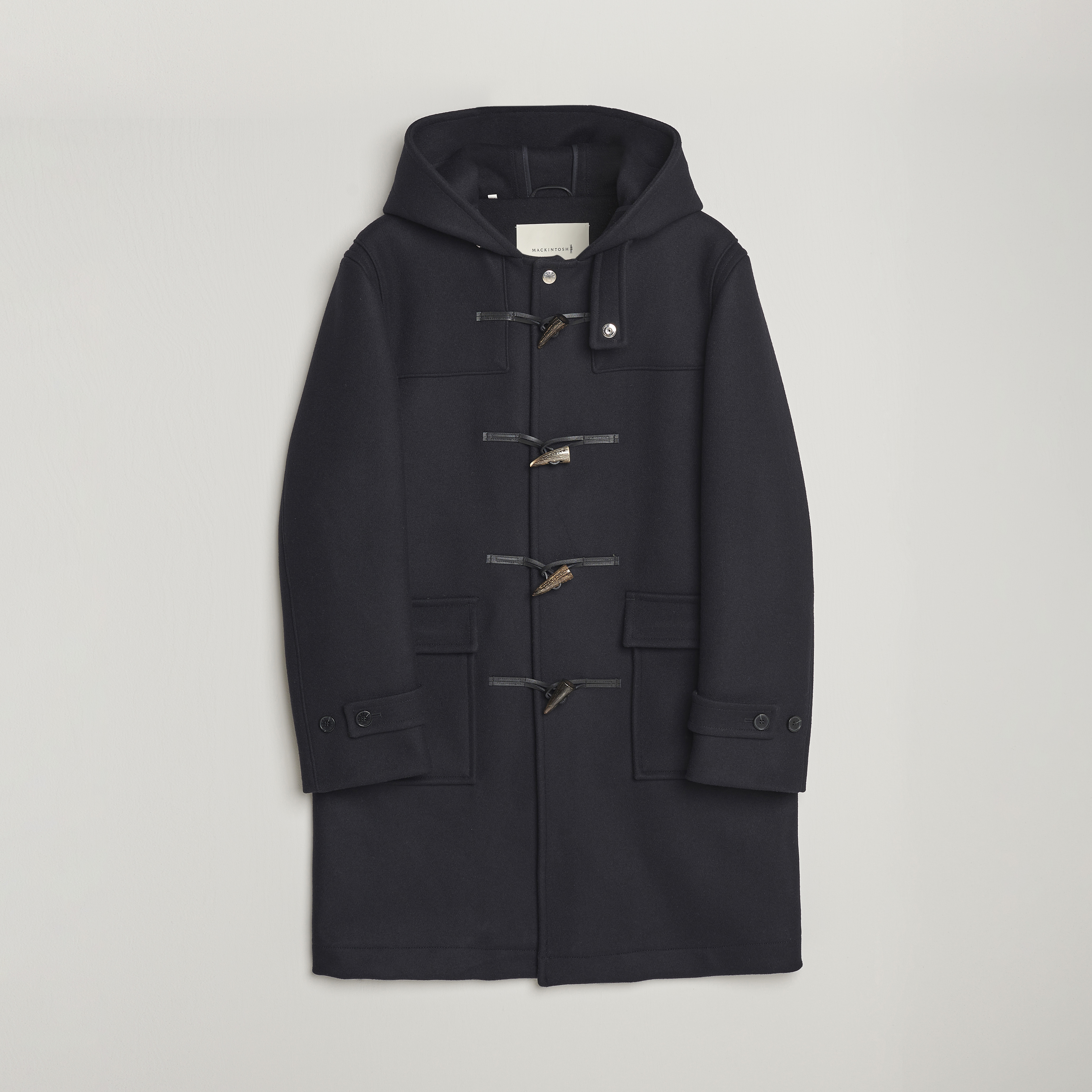 Mackintosh Weir Wool Hooded Duffle Navy bei Care of Carl 