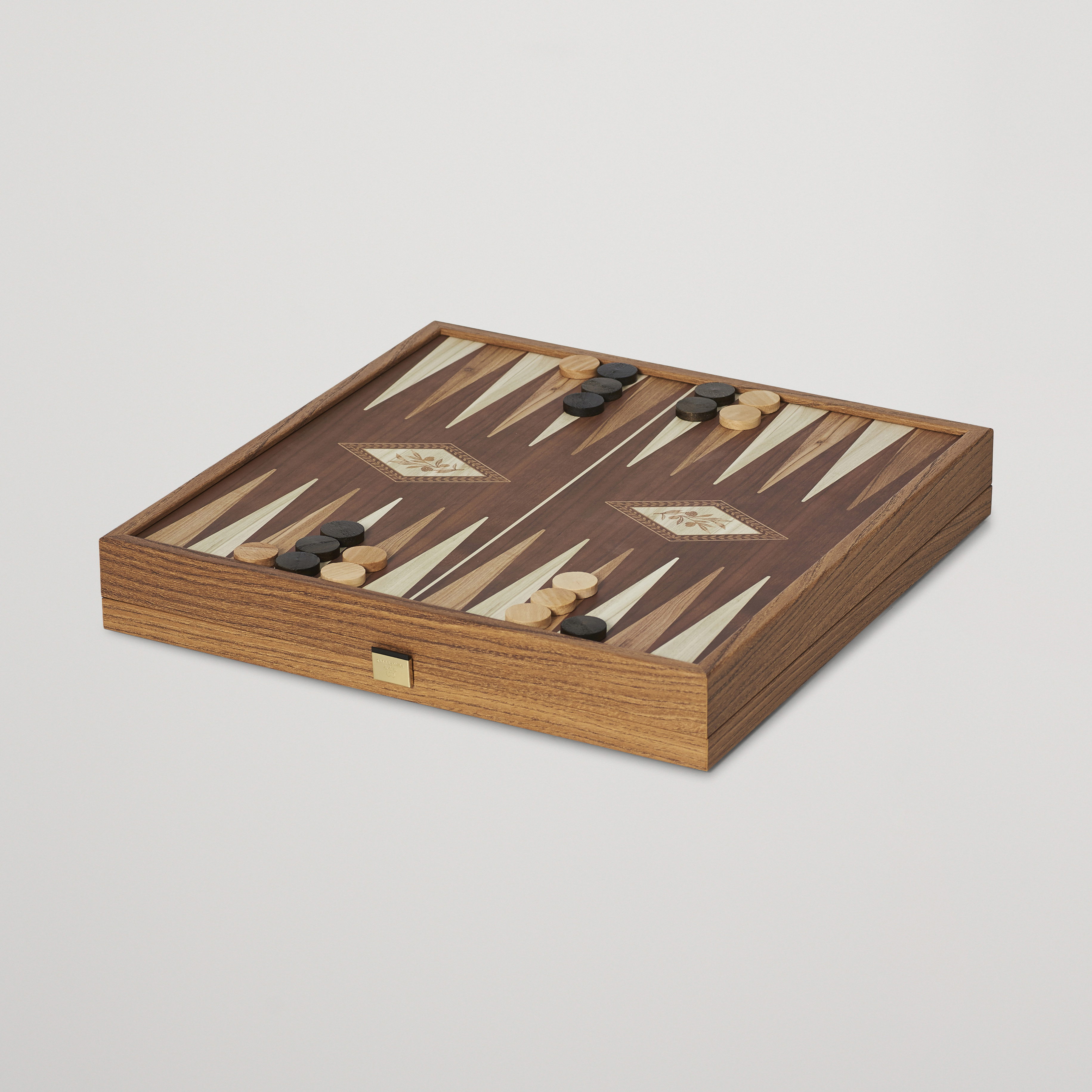 Backgammon en Acajou et Chêne – Jeu avec Pions Marbrés et Gobelets 48x26 cm