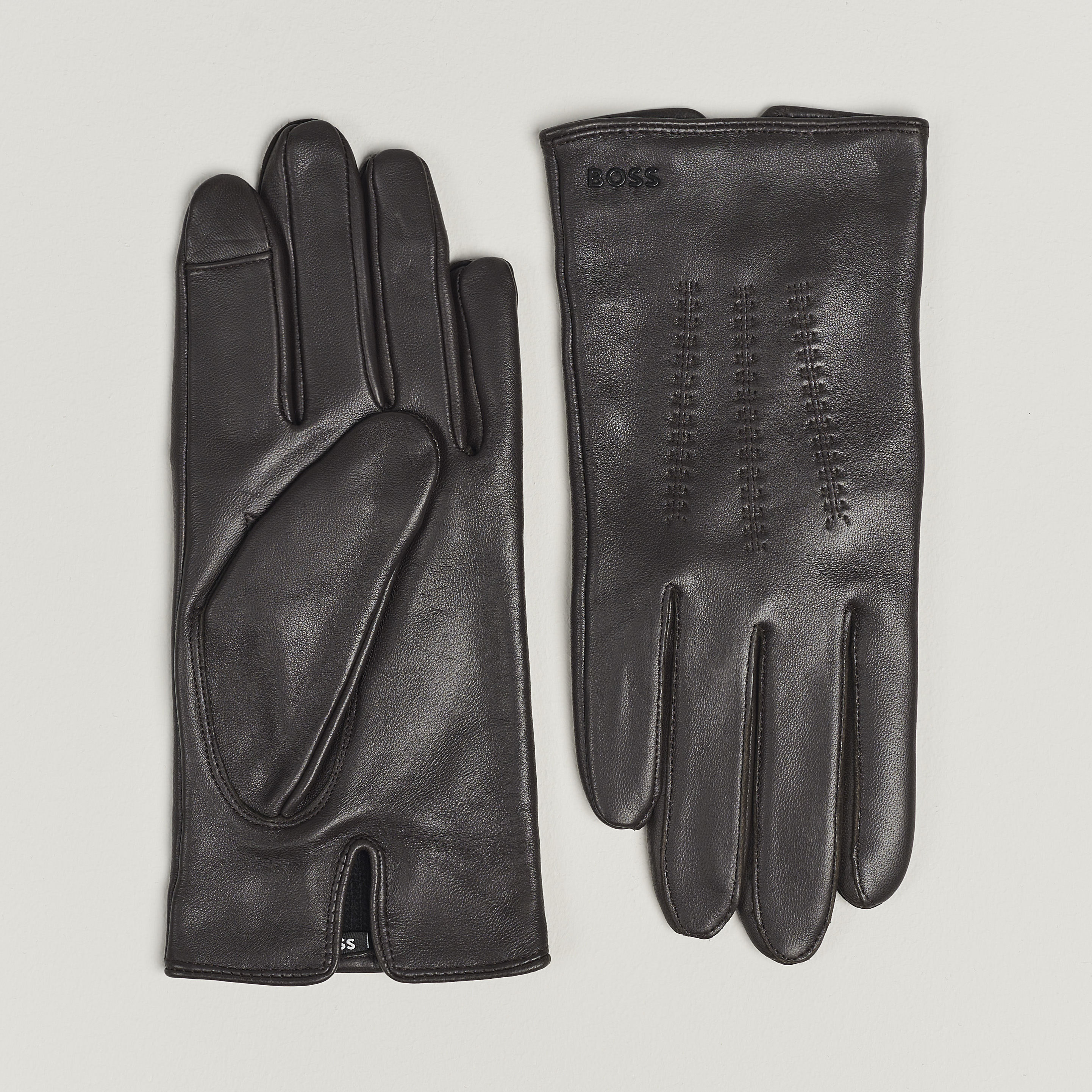 BOSS BLACK Hainz Leather Gloves Medium Brown bei Care of Carl