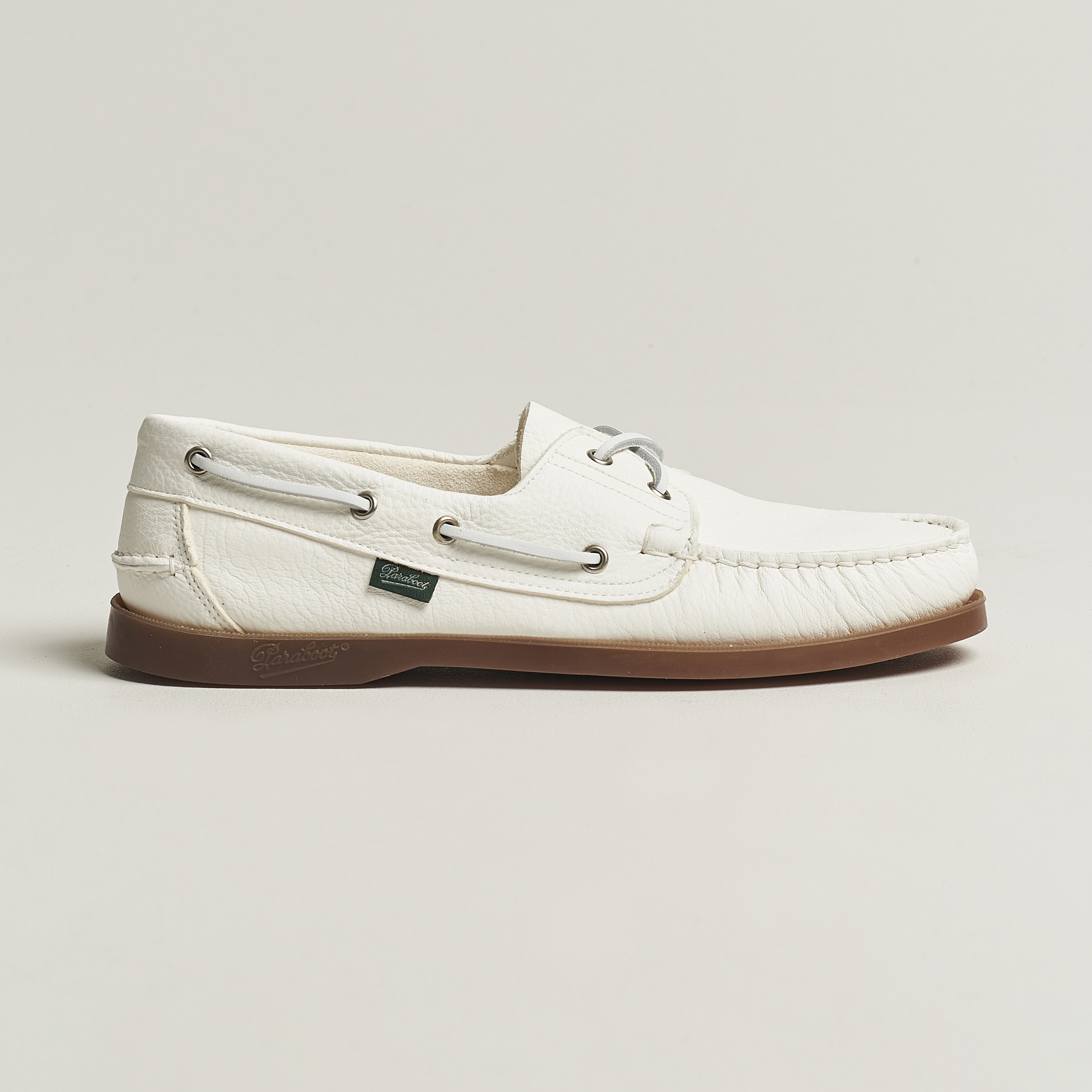 Paraboot Barth Boat Shoe White Deerskin bei Care of Carl