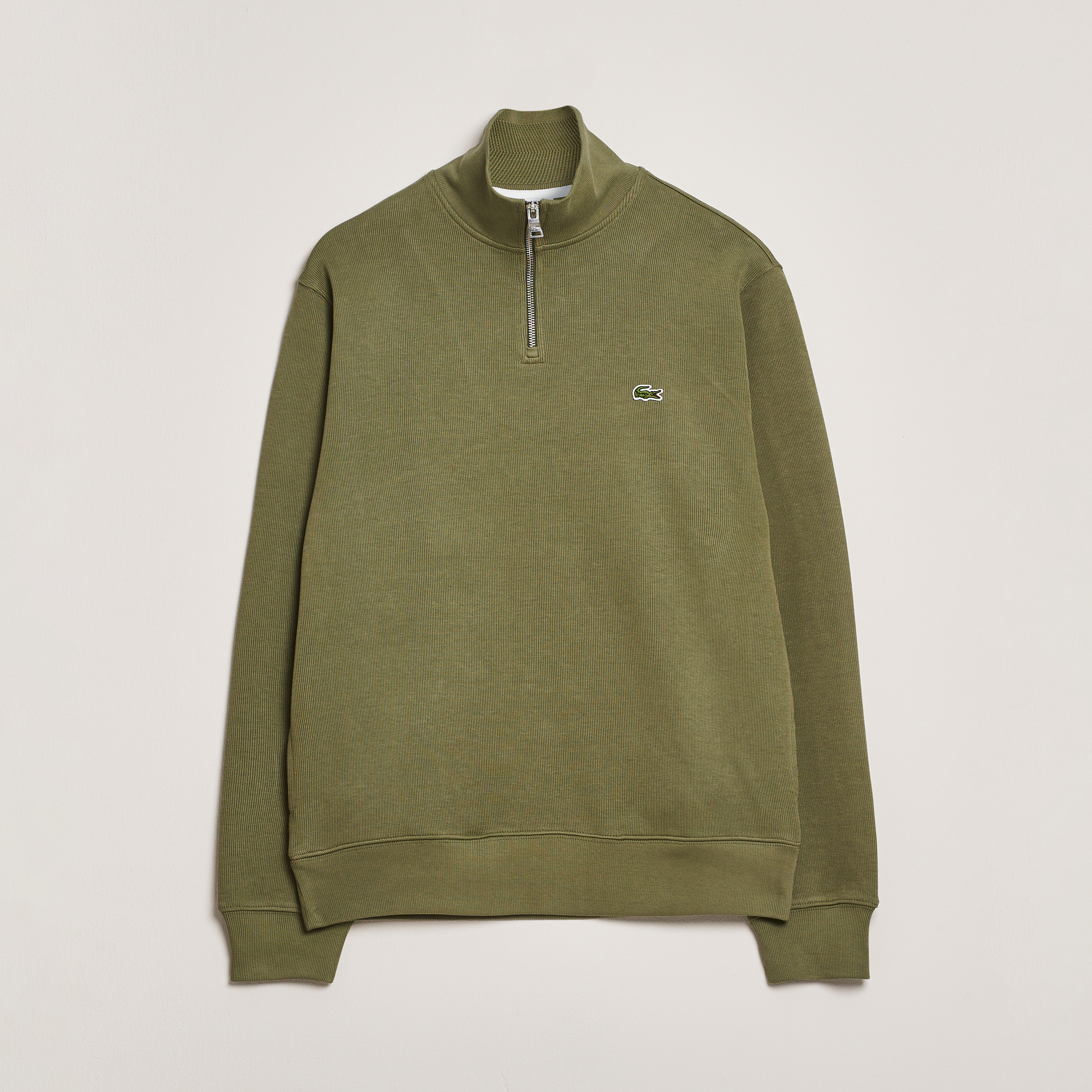 Compact Interlock Rib Lacoste Rib Interlock Half Zip Khaki bei Care of Carl