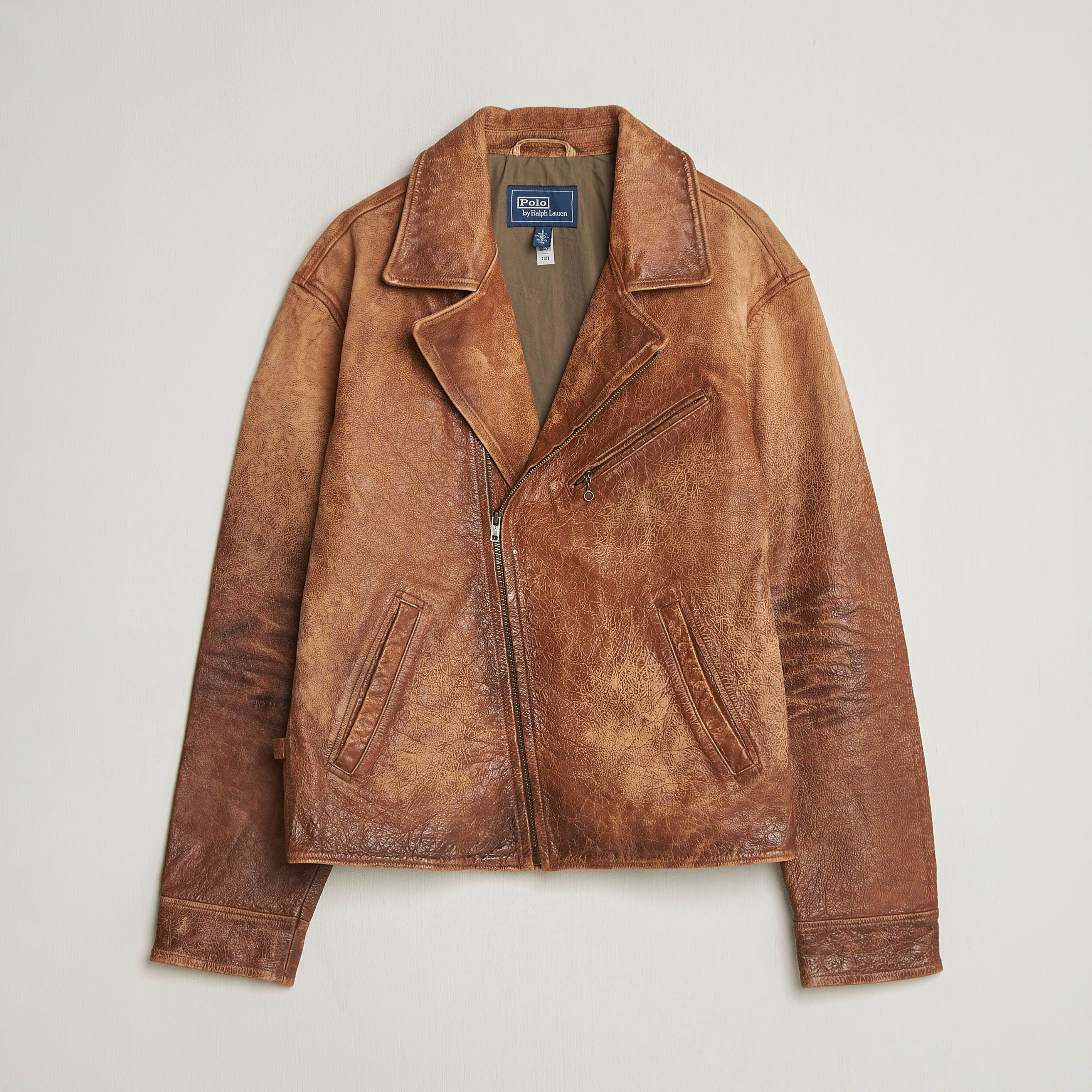 Polo Ralph Lauren Cow Leather Moto Jacket Brown bei Care of Carl