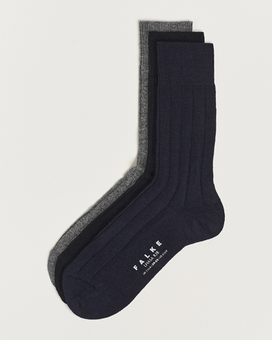 Herren | Normale Socken | Falke | 3-Pack Lhasa Cashmere Socks Black/Dark Navy/Light Grey