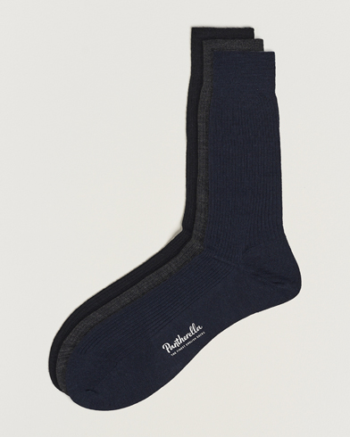 Herren |  | Pantherella | 3-Pack Naish Merino/Nylon Sock Navy/Black/Charcoal