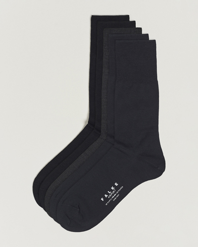 Herren | Falke | Falke | 5-Pack Airport Socks Black/Dark Navy/Anthracite Melange