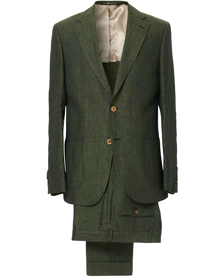Mike Patch Pocket Linen Suit Green