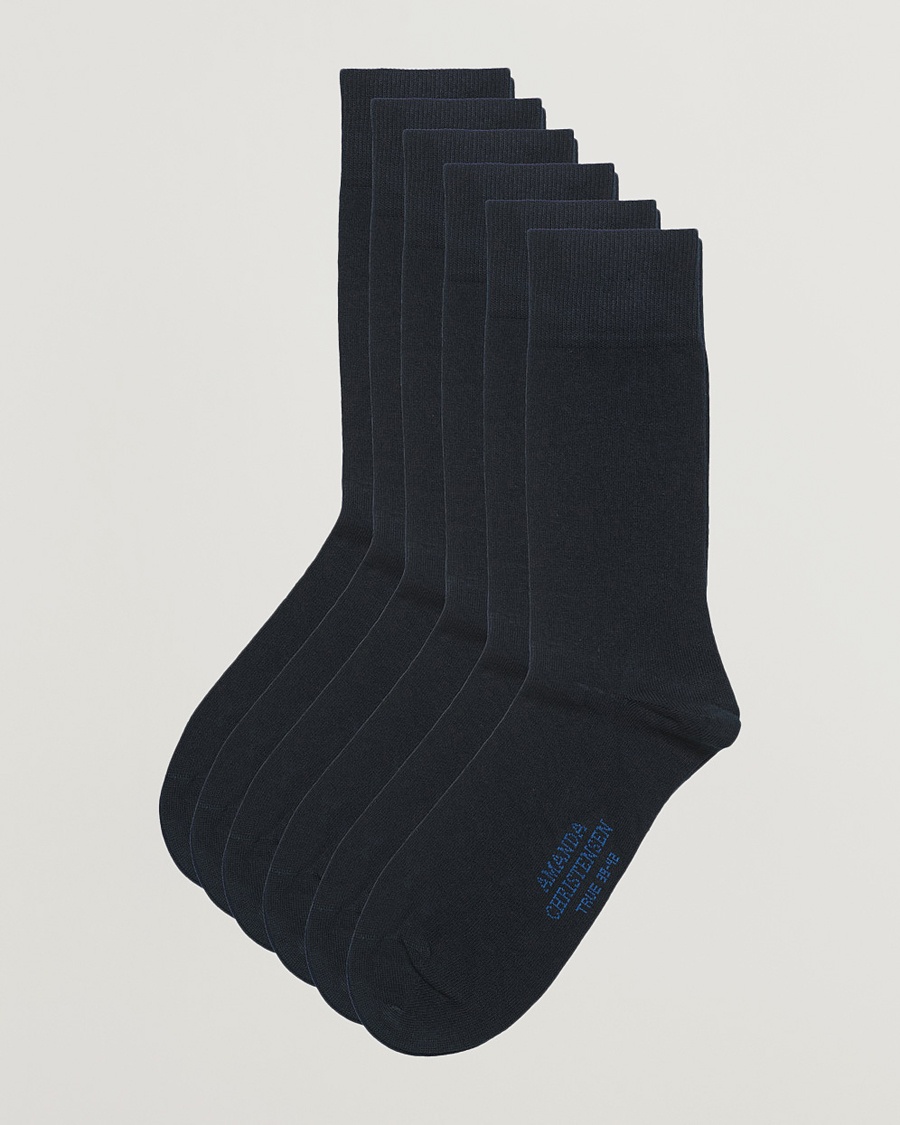 Amanda Christensen 6-Pack True Cotton Socks Dark Navy – Blau