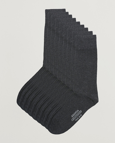 Herren | Normale Socken | Amanda Christensen | 9-Pack True Cotton Socks Antrachite Melange