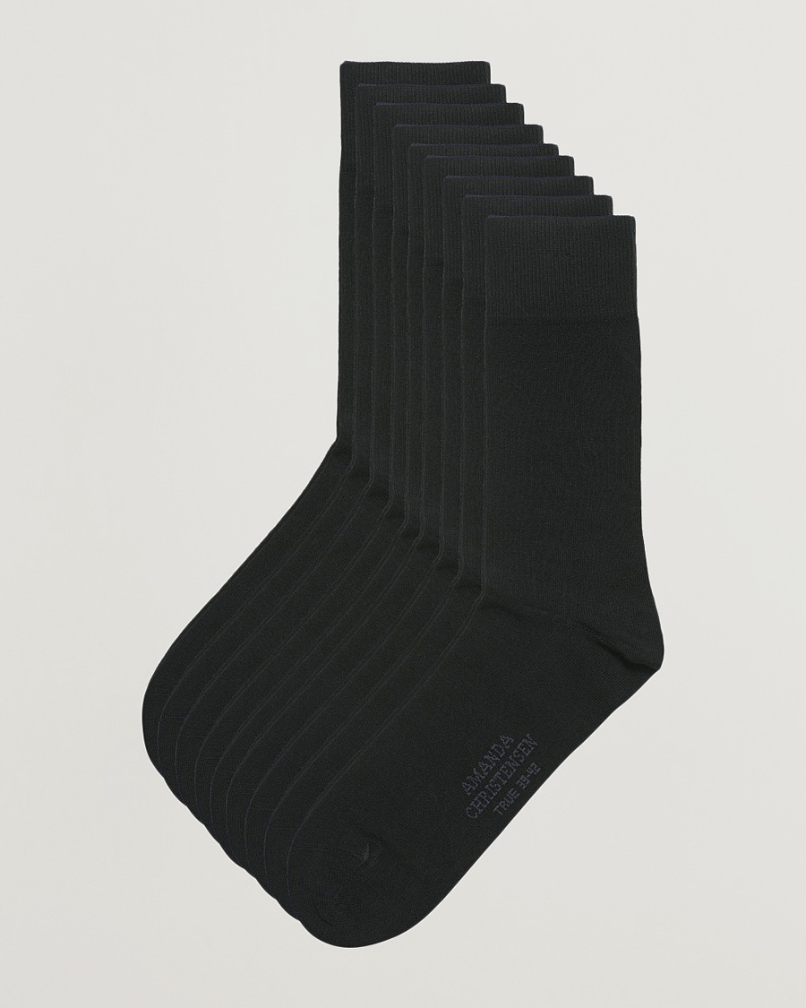 Amanda Christensen 9-Pack True Cotton Socks Black – Schwarz