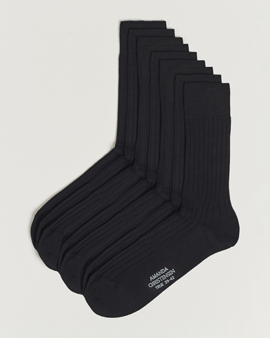 Herren | Normale Socken | Amanda Christensen | 9-Pack True Cotton Ribbed Socks Black